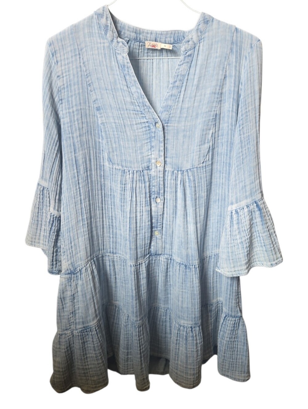 Faherty Kasey Dream Gauze Tiered Organic Cotton Minidress - M - Picture 6 of 9